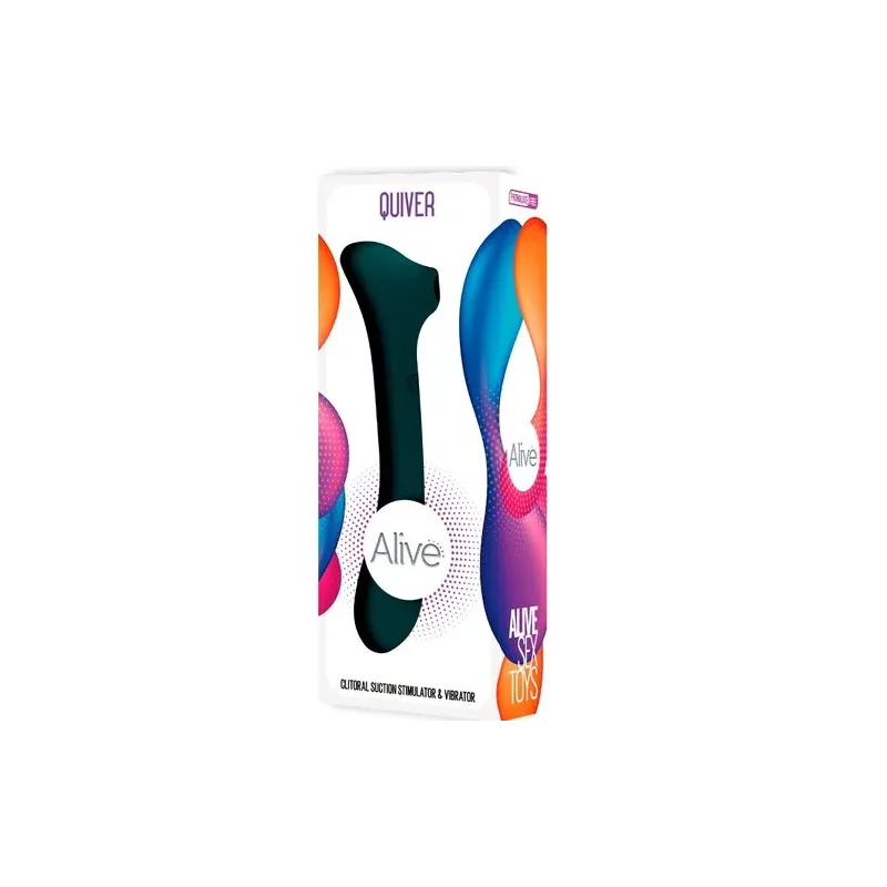 Vibromasseur ALIVE bleu-vert vue avant avec succion clitoridienne et 10 modes