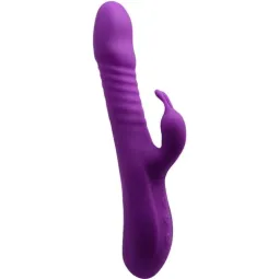 Vibromasseur lapin violet silencieux chauffant ALIVE - vue de face du jouet en silicone
