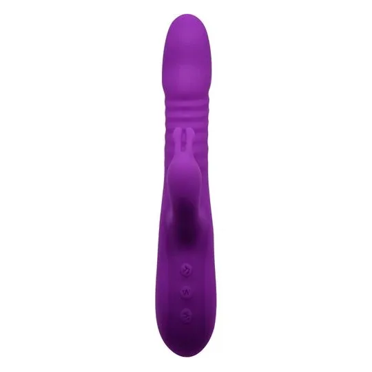 Purple silent heating rabbit vibrator ALIVE – front view of silicone toy
