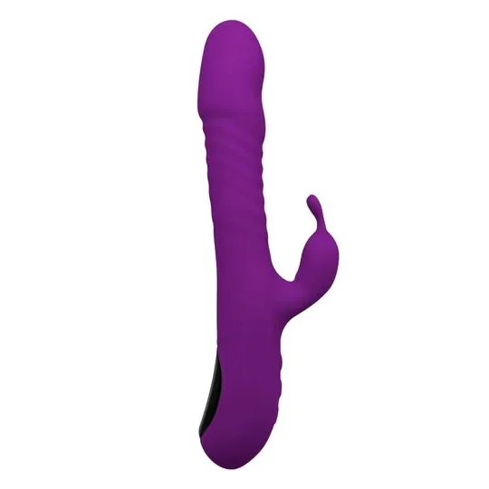 Lila leiser heizender Hasenvibrator ALIVE - Frontansicht aus Silikon