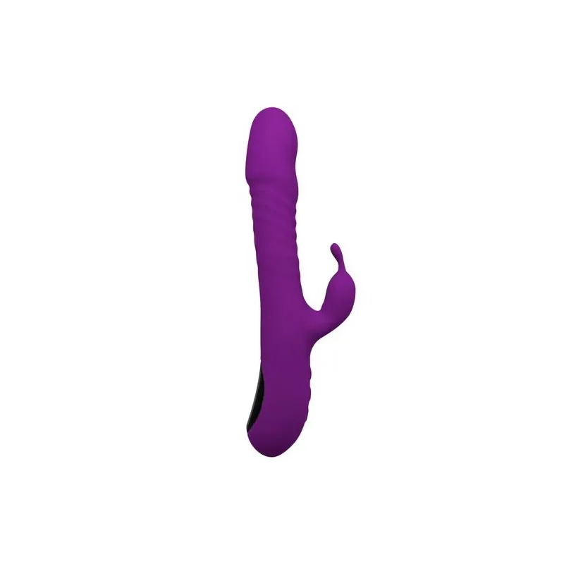 Purple silent heating rabbit vibrator ALIVE – front view of silicone toy