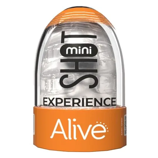 Mini masturbatore trasparente ALIVE, giocattolo sessuale portatile, texture interna, 8,5 cm.