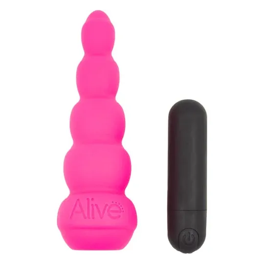 Wiederaufladbarer Analstimulator pink ALIVE 10 Modi Silikon Vorderansicht