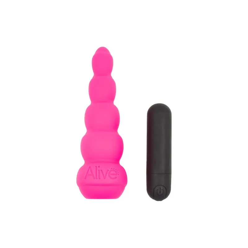 Stimulateur anal rechargeable rose ALIVE 10 modes silicone vue avant