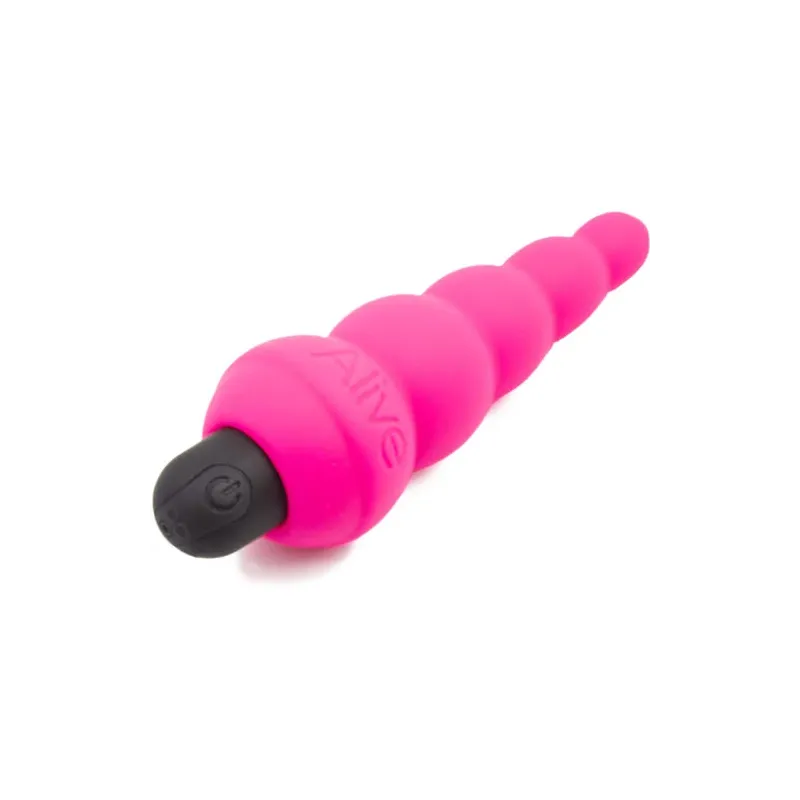 Rechargeable anal stimulator pink ALIVE 10 modes silicone front view