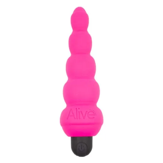 Rechargeable anal stimulator pink ALIVE 10 modes silicone front view