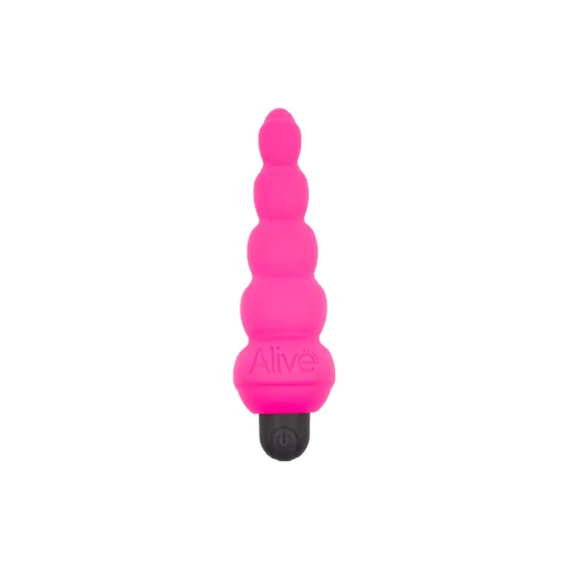 Wiederaufladbarer Analstimulator pink ALIVE 10 Modi Silikon Vorderansicht