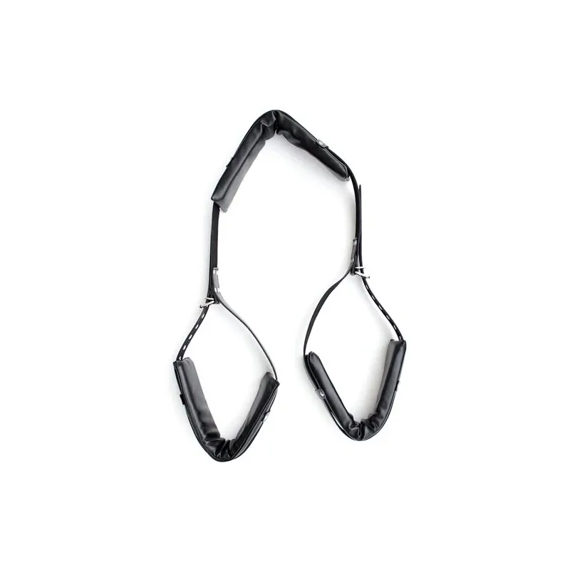 Limitador de piernas ajustable en cuero sintético negro ALIVE con mosquetones para BDSM sujeción