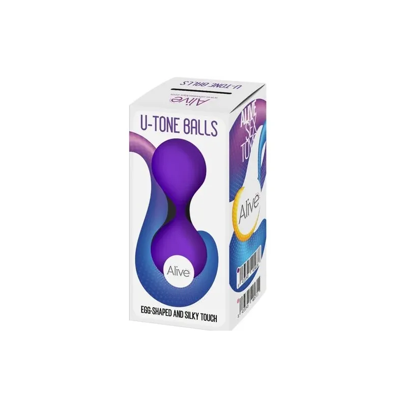 Palle cinesi ALIVE in silicone viola per esercizi del pavimento pelvico - 18 cm, impermeabili IPX8