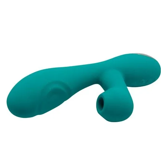 Vibromasseur point G avec aspiration ALIVE bleu ciel - vue d'ensemble, triple stimulation