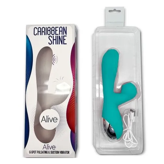 G-spot vibrator with suction ALIVE sky blue - overview, ergonomic curve