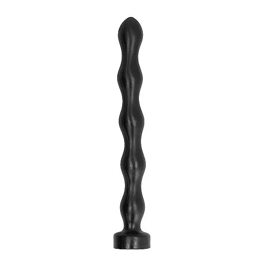 Palline anali graduate ALL BLACK 41,5 cm, PVC nero, con dimensioni crescenti per stimolazione anale progressiva.