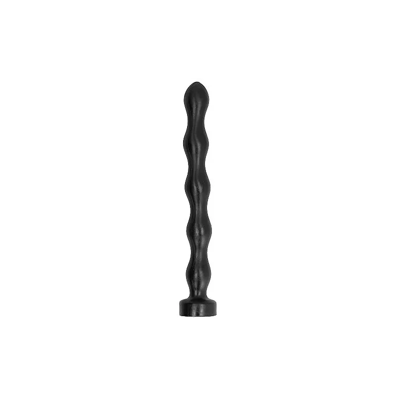 Palline anali graduate ALL BLACK 41,5 cm, PVC nero, con dimensioni crescenti per stimolazione anale progressiva.