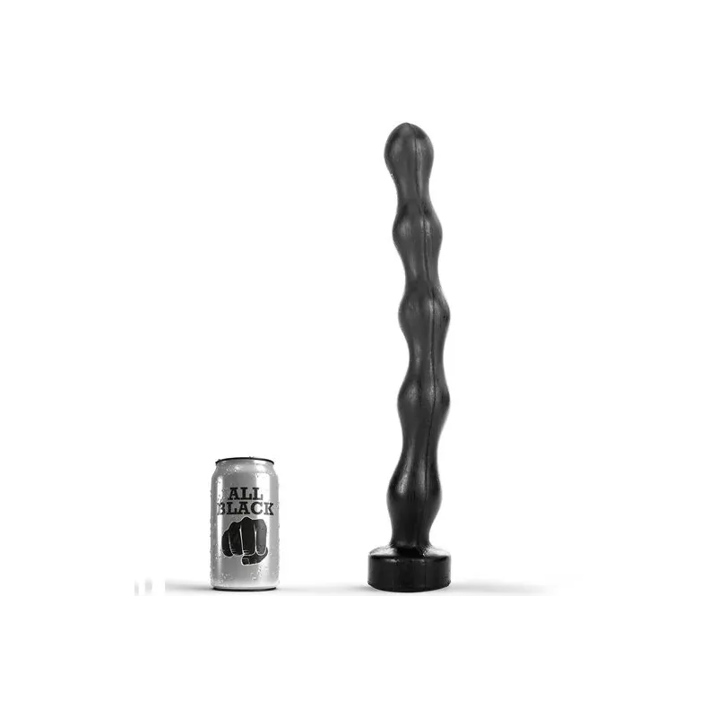 Palline anali graduate ALL BLACK 41,5 cm, PVC nero, con dimensioni crescenti per stimolazione anale progressiva.