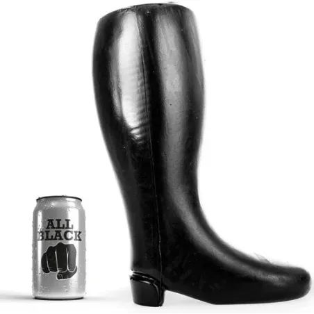 Botte de fisting géante souple ALL BLACK en TPR noir, sextoy anal large 31 cm - vue de face