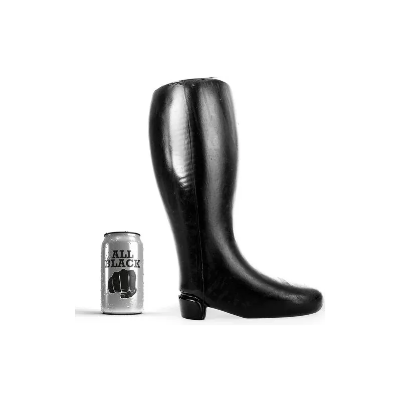 Großer weicher Fisting-Stiefel ALL BLACK aus schwarzem TPR, Anal-Sextoy 31 cm - Frontansicht