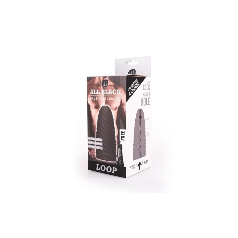 Masturbateur masculin ALL BLACK Loop spirale stimulante 17 cm noir - D-229328