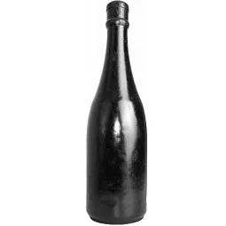 Plug anale bottiglia champagne nero ALL BLACK 39,5 cm - vista frontale del giocattolo anale