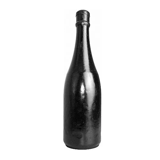 Plug anale bottiglia champagne nero ALL BLACK 39,5 cm - vista frontale del giocattolo anale