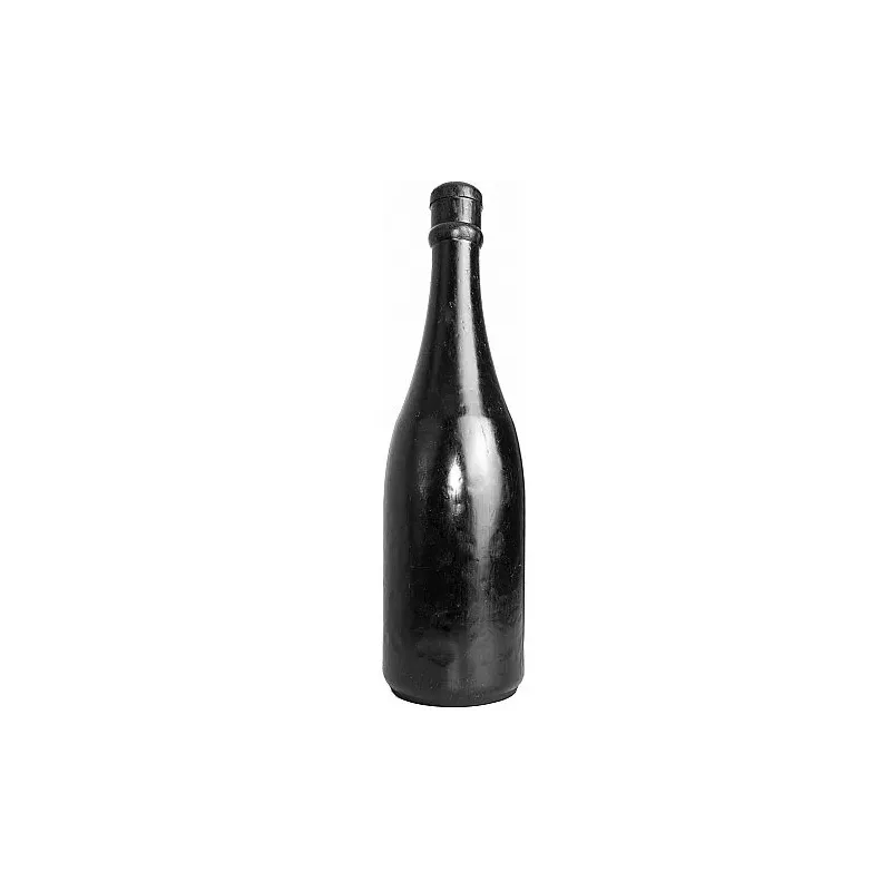 Plug anale bottiglia champagne nero ALL BLACK 39,5 cm - vista frontale del giocattolo anale