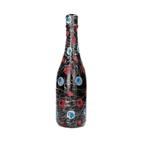 Black champagne bottle anal plug ALL BLACK 39.5 cm - front view of black anal toy