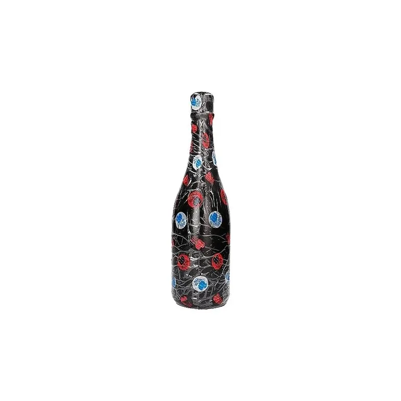 Schwarzer Analplug Champagnerflasche ALL BLACK 39,5 cm - Vorderansicht des schwarzen Analprodukts