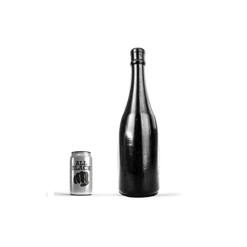 Plug anal bouteille champagne noir ALL BLACK 39,5 cm - vue de face du produit anale