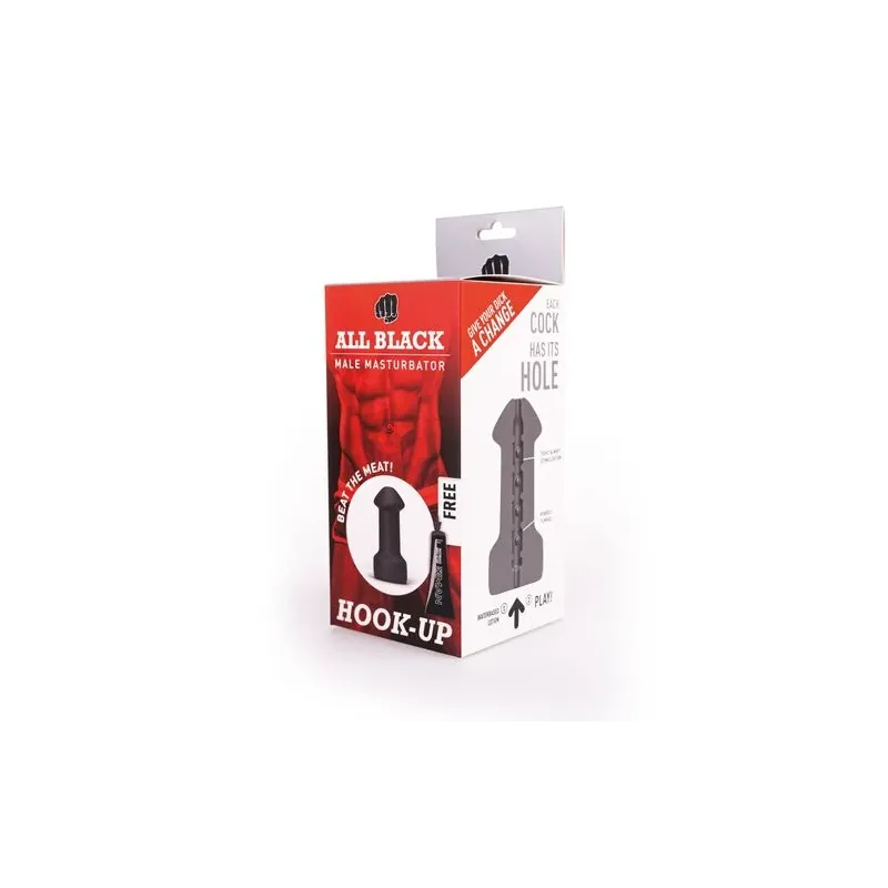 Male masturbator Hook Up ALL BLACK 17 cm black - sex toy for men design