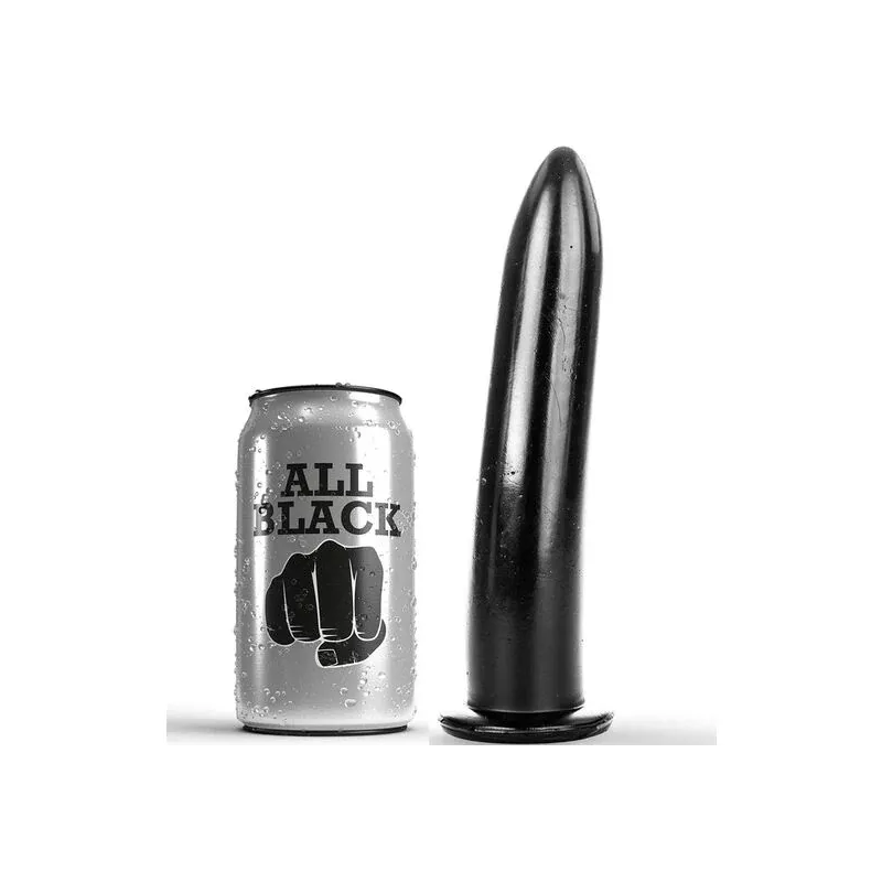Dilatador anal y vaginal negro 20 cm punta puntiaguda liso ALL BLACK