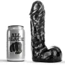 Schwarzer Dildo ALL BLACK 19 cm weich flexibel PVC leicht geädert Frontansicht für Erwachsene