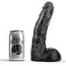 Dildo ALL BLACK 22 cm nero venato flessibile – vista d'insieme del dildo in PVC