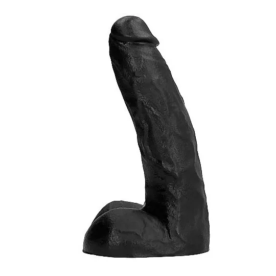 Dildo ALL BLACK 22 cm nero venato flessibile – vista d'insieme del dildo in PVC