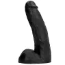 ALL BLACK 22 cm black veined flexible dildo – overall view of PVC dildo
