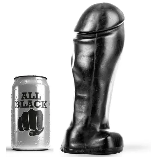 Dildo nero 22 cm punta larga ALL BLACK in PVC ipoallergenico