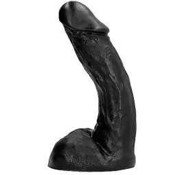 ALL BLACK black dildo 23 cm flexible and soft front view