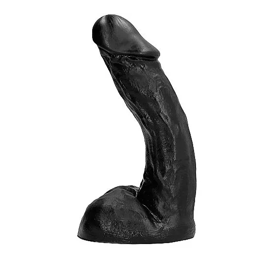 ALL BLACK dildo nero 23 cm flessibile e morbido vista frontale