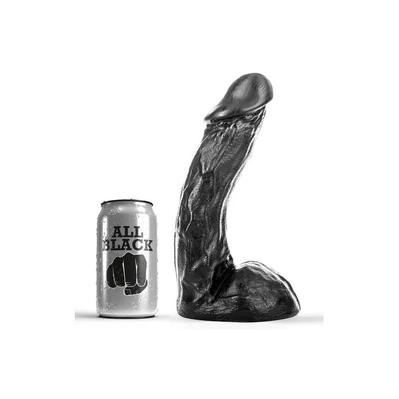 ALL BLACK schwarzer Dildo 23 cm flexibel und weich Vorderansicht