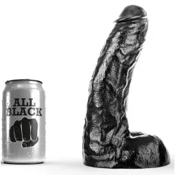 Black PVC dildo 25.5 cm ALL BLACK - adult sex toy for anal and vaginal play
