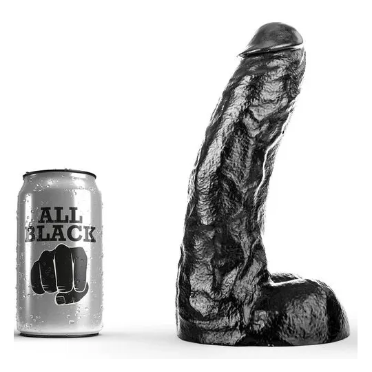 Dildo nero PVC 25,5 cm ALL BLACK - giocattolo sessuale per adulti per ano e vagina