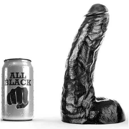 Gode noir PVC 25,5 cm ALL BLACK - jouet sexuel pour adulte, anus et vagin