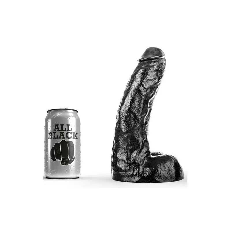 Consolador negro PVC 25,5 cm ALL BLACK - juguete sexual para adultos para ano y vagina