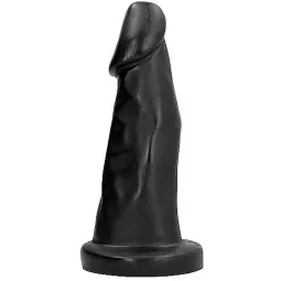 ALL BLACK Dildo schwarz 27 cm aus PVC, hypoallergen – aufrecht auf weißem Hintergrund