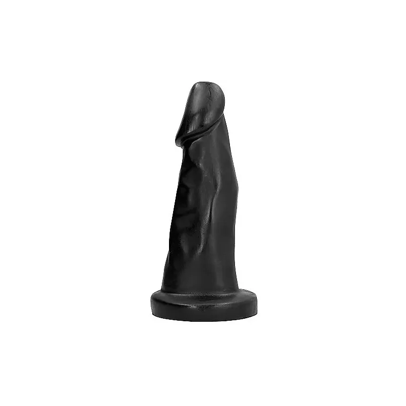 ALL BLACK black dildo 27 cm PVC hypoallergenic – curved shaft on white background