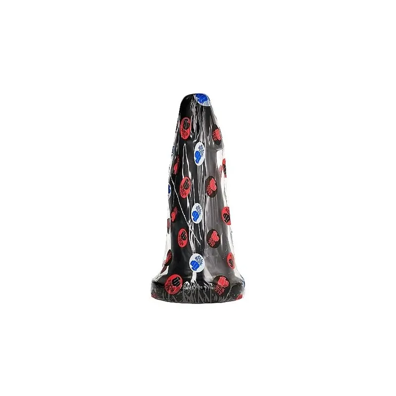 ALL BLACK black dildo 27 cm PVC hypoallergenic – curved shaft on white background