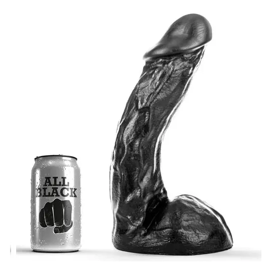 Dildo curvo punto G nero 28 cm in PVC di ALL BLACK per stimolazione anale o vaginale