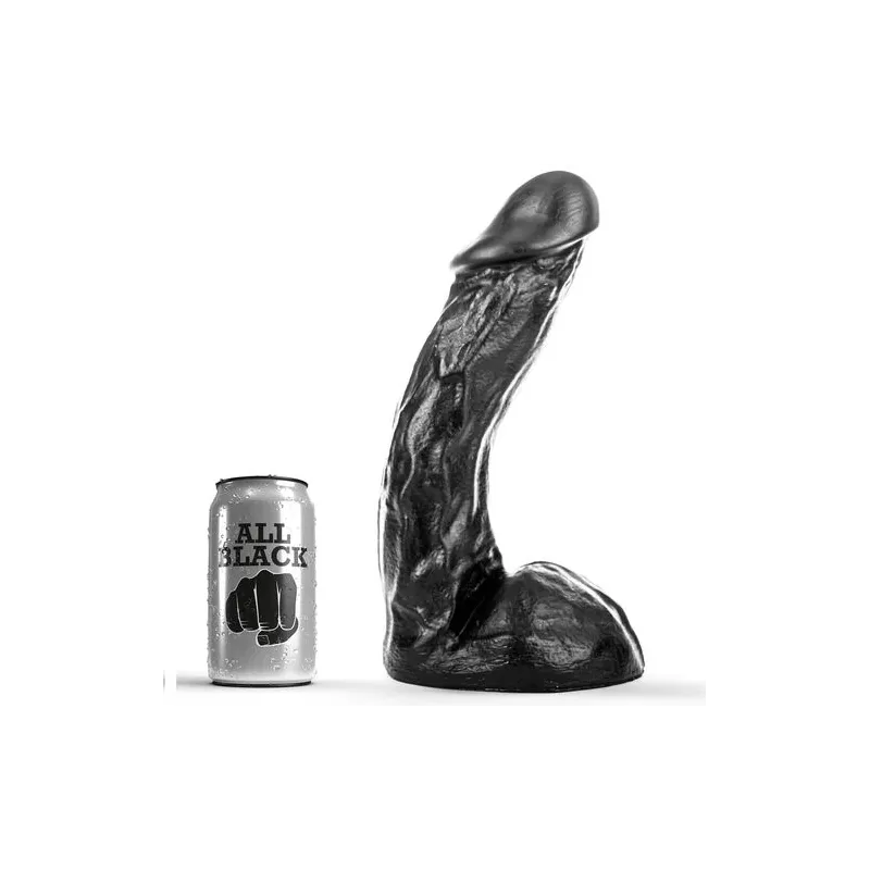 Dildo curvo punto G nero 28 cm in PVC di ALL BLACK per stimolazione anale o vaginale