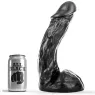 Curved G-spot dildo black 28 cm PVC by ALL BLACK for anal or vaginal stimulation