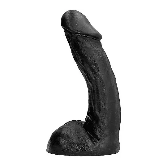 Gebogener G-Punkt Dildo schwarz 28 cm PVC von ALL BLACK für analen oder vaginalen Spaß