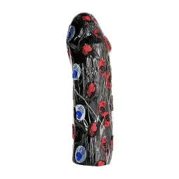 Gode noir ALL BLACK 28 cm insertion totale sans testicules, vue de face, PVC mat - jouet adulte