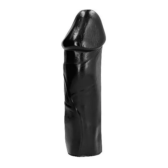 ALL BLACK black dildo 28 cm, total insertion without testicles, solid PVC adult sex toy - front view